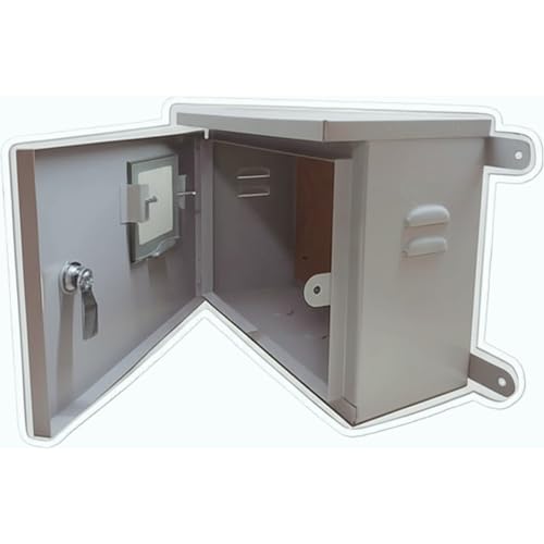 Image of Safe Meter Box - Heavy-Duty Weatherproof Metal Enclosure with Ply Base & Lock | Solar Installations /Meter /EV Charging /CCTV Power Box / | 12 inchx10 inchx6 inch (305x252x153mm) Wall Mount