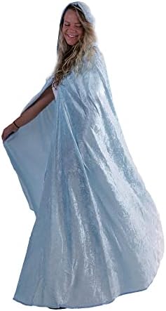 Everfan Light Blue Hooded Cape for Adults | Cloak with Hood for Halloween, Cosplay, Costume, Dress Up