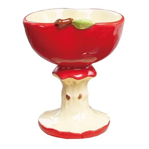PLUMHERON Mothers Day Gifts for Mom - Dessert Cups Reusable Ceramic Ice Cream Bowl Novelty 3D Apple Handmade Cute Bowl for Tea Milk Serving Mousse Pudding Triffle Icecream (Red Apple)