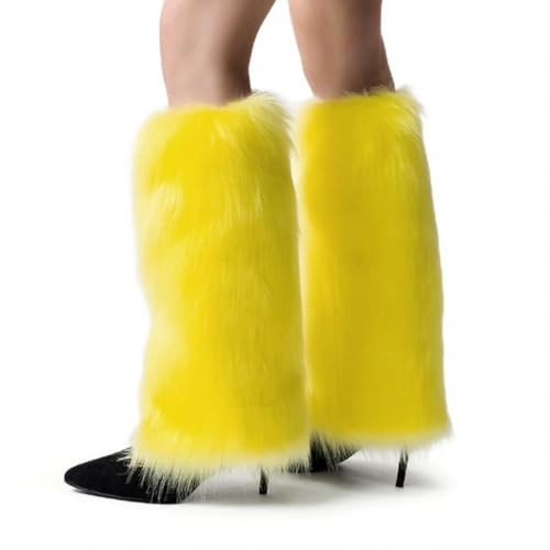 Image of Peecabe Winter Women Faux Fur Fluffy Leg Warmers Fuzzy Long Boot Covers Furry For Christmas
