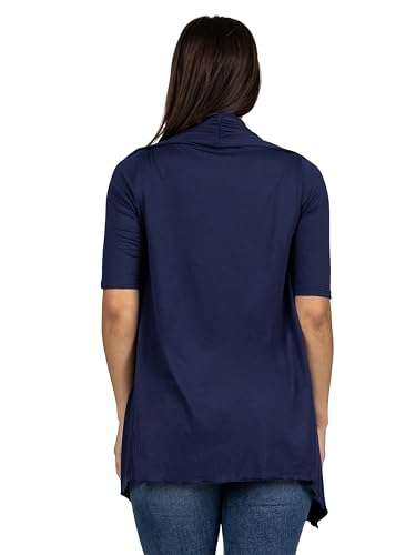 24seven Comfort Apparel Loose Fit Open Front Cardigan with Half Sleeve4