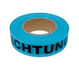 PROlac Trassenwarnband 75 m x 40 mm – Warnband mit Aufdruck „ACHTUNG WASSERLEITUNG“ – Robustes Trassierband, Markierungsband für Bau & Tiefbau – Gut sichtbares & widerstandsfähiges Trassenwarnband