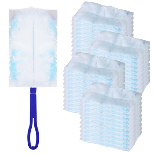 NLONLL 40 Piezas Recambios para Plumero de Polvo con 1 Mango Recarga De Plumero Manual Plumero de Limpieza Paño de Microfibra para Recambio de Plumero para la Sala de Estar, Cocina, Oficina