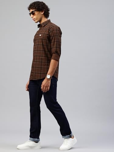 Image of Majestic Man Men Comfort Slim Fit Pure Cotton Tartan Checked Casual Shirt