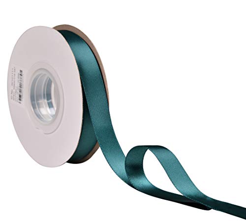 Yama Double Face Satin Ribbon - 5/8" 25 Yards For Gift Package Wrapping,Floral Design,Hair Bow Clip Making,Crafting,Sewing,Wedding Decor, Teal #TOP1