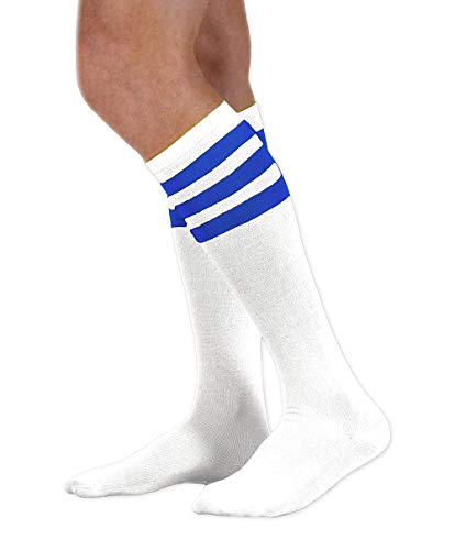Unisex White Knee High Tube Socks - Three Various Colored
