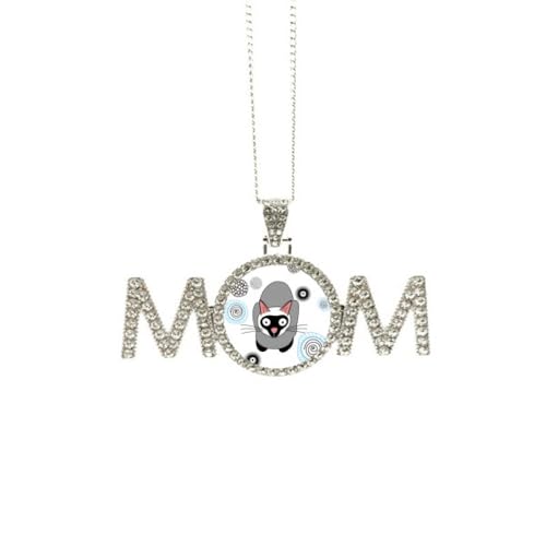Collier chat gris siamois bijou d'anniversaire maman et grand-mère