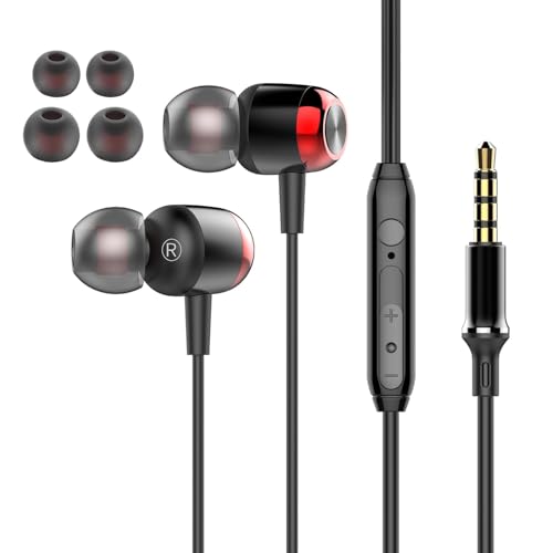 Glhty 【2025秋 Newモデル】有線イヤホン イヤホン 3.5mmジャック HIFI音質 マイク付き ノイズキャンセリング 音量調整 DAC重低音 人間工学 クリア通話 遅延なし 雑音なし カナル型 コンパクト 絡み防止 イヤホンマイク イヤフォン インナーイヤー型 ハイレゾ ４極 ステレオイヤフォン ヘッドホン 快適な装着感 pc/Android/iPhone対応の商品画像（Amazon）