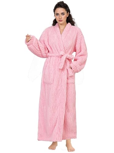 Image of Artfasion Womens Long Fleece Robe - Warm Soft Floor Length Flannel Bathrobes for Winter Thicker Long House Coat with Pockets