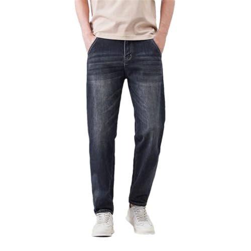 Men Tapered Slim Pants with Pockets Streetwear Vintage Jeans Casual Denim Trousers