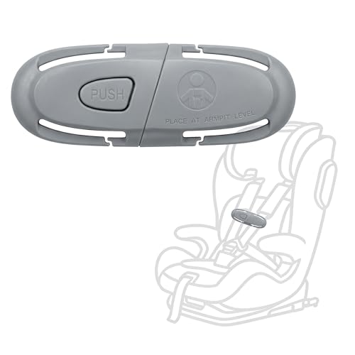 Image of Anti Escape Car Seat Buckle Guard & Chest Harness Clip Lock - Child Safety Buckle Lock for Kids, Toddler, Stroller and Car Seat Belt (Style C, Gray 1 Pack)