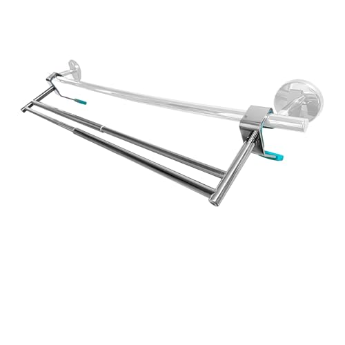 Bathroom Towel Bar Extender, The Magic Bar, Doubles Your Towel Space Fits Almost Any Towel Bar or Shower Walls, Faster Drying, No Tools Required, Expands from 14.5 to 25.5 Inches, Chrome (Double)