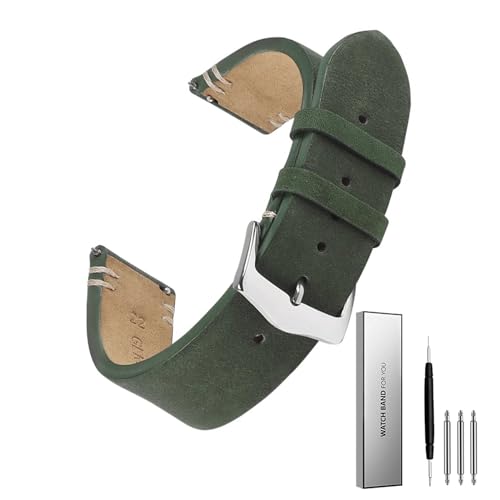 Bracelet montre 22 mm cuir véritable suède fait main style rétro