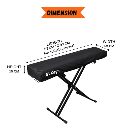 MUTMAIN Polyester Piano Dust Cover For Casio & Yamaha All 61 Keys Keyboards Yamaha Psr-E363, E373, E473, E463, I455, I425, I400, I500 Keyboard & X870In, X8000In, X9000In Keyboard (61Pdc-Black)