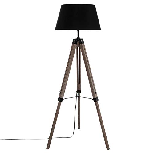 Lampadaire trépied 'Runo' - bois et noir H145 cm - Atmosphera créateur d'intérieur