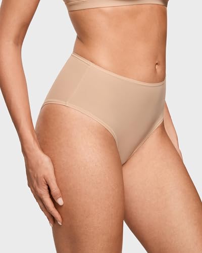 INLYRIC Women's Inbarely Soft Full Briefs - Mid Waist Underwear Breathable Stretch Tagless Ladies Panties 3 Pack3