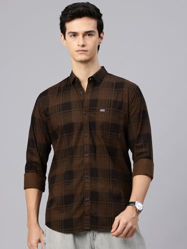 Image of Majestic Man Stylish Slim Fit Cotton Spread Collar Checked Casual Shirt