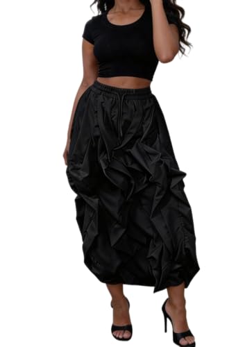 LROSEY Women Y2k Cargo Midi Skirt Summer Streetwear Army Fatigue