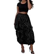 LROSEY Women Y2k Cargo Midi Skirt Spring Streetwear Army Fatigue Ruched Ruffle Drawstring Skirts ...