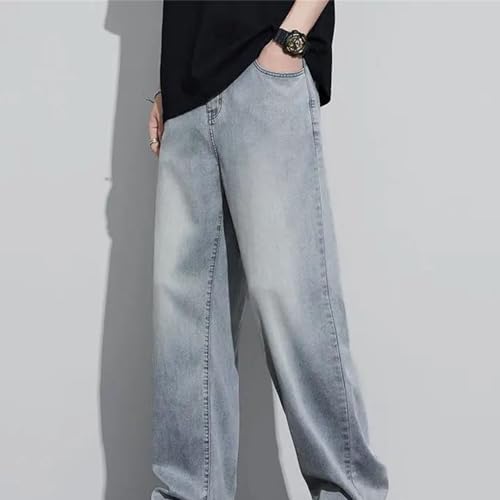 Men's Lyocell Jeans Straight Denim Pants Loose Thin Washed Vintage Trousers Spring Summer Casual Wear4