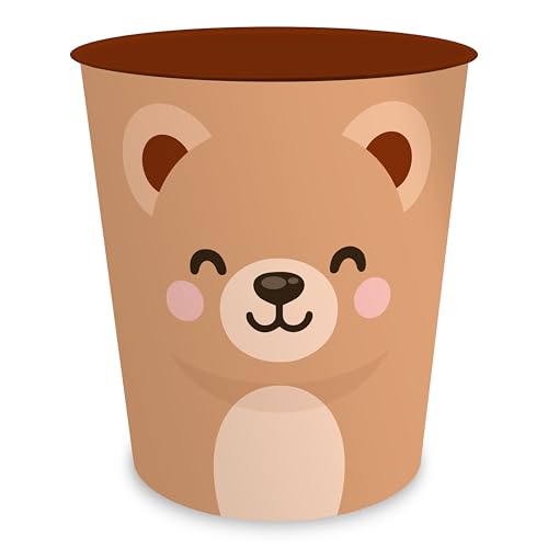 itenga Corbeille à papier pour enfants - Motif animal - Design Kawaii - Ronde - Environ 11 l -...