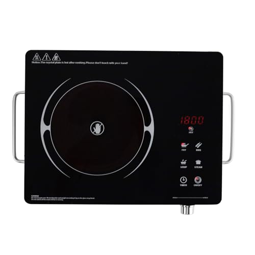Image of CELLO Blazing Quick Flame Infrared Cooktop Stove 2200W Black | Crystal Glass Top Plate, Digital Display, Sensor Touch Controls, 4 Preset Menu, 4KV Surge Protection| For Frying Boiling |1 Year Warranty