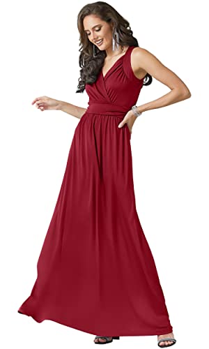 Image of KOH KOH Womens Long Sleeveless Flowy Bridesmaid Cocktail Evening Gown Maxi Dress