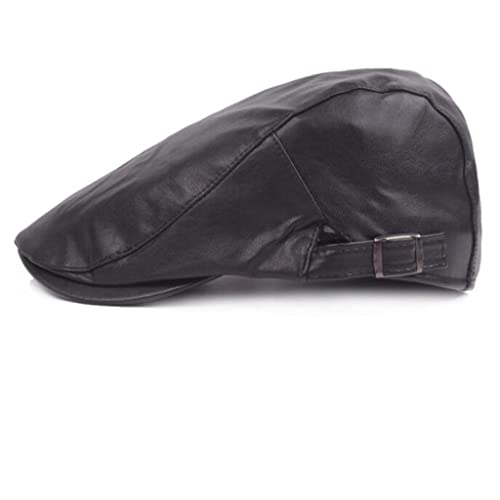 Hldeth Adjustable Driver Cap Retro Flat Hat Men Ladies Beret Leather British Boys Newsboy Cap (Color : B, Size : Adjustable) #TOP3