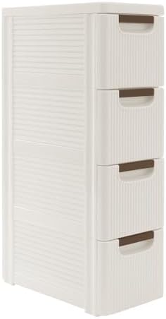 Slim Rolling Storage Cart - 5-Tier Narrow Plastic Organizer with Wheels for Bathroom, Office, Classroom & Bedroom - Space-Saving, Easy Assembly, Removable Drawers