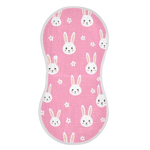 MCHIVER Easter Bunny Daisies Blush Baby Burp Cloths Cotton Washcloths Super Soft Absorbent Burping Rags for Baby Girls Boy Newborn Towel 1 Pack