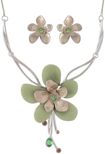 Vintage Chunky Statement Jewelry Set Retro Leaf Floral Geometric Bohemian Boho Bib Necklace Earring Set Fashion Costume Jewelry for Women Girls Wedding Party Prom Unique Gift