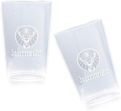 Jägermeister Plastic Cups Transparent 0.3 L Cups Party Cups (Pack of 2)