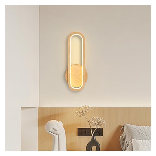 Aplique de pared LED de madera con acabado blanco e iluminación tricolor 3