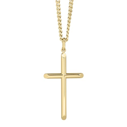 Amazon Essentials Mens Solid Tubular Cross Pendant Necklace, 24
