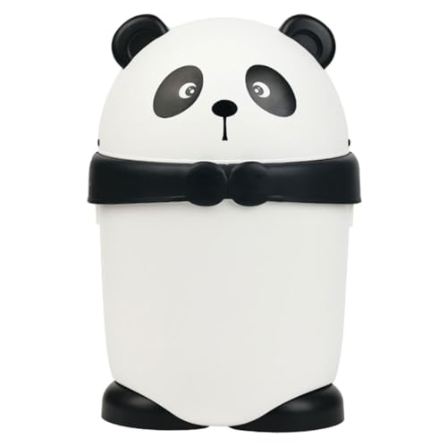 Healifty Kawaii Small Panda Trash Can Animal Waste Paper Can Lid Cartoon Trash Bin for Home