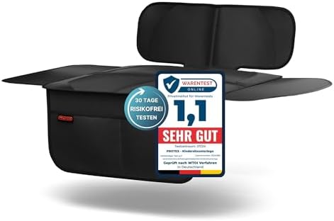 PROTEX Kindersitzunterlage [Testsieger 2025] ISOFIX-geeignet | Wasserabweisender Polyester Stoff mit gepolsteter Sitzfläche | S