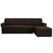 CHUN YI Sofa Überwürfe Rhombus Jacquard Sofabezug L Form Elastisch Sofahusse für Ecksofa stretchbezug Couch mit 2 Stücke Abdeckhaube Sofaschoner (Ecksofa Links, Schokolade)