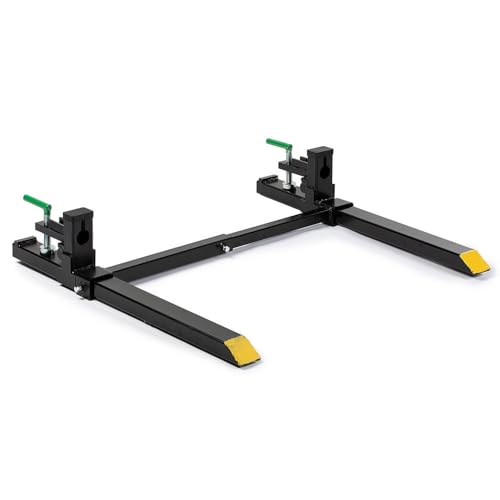 Image of Titan Attachments Light-Duty 43 inch Clamp-On Pallet Forks with Adjustable Stabilizer Bar, 30 inch x 3 inch Fork Length, Rated 1,500 LB, Easy to Install on Loader or Skid Steer Bucket
