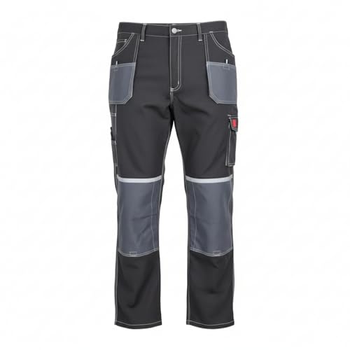 TAMS Basic Arbeitshose Herren Kniepolstertaschen 8 Taschen Arbeitskleidung verstärkte Nähte Bundhose Herren Arbeitshosen Knieschutztaschen 44-64 (DE/NL/SE/PL, Numerisch, 46, Regular, Regular, grau)