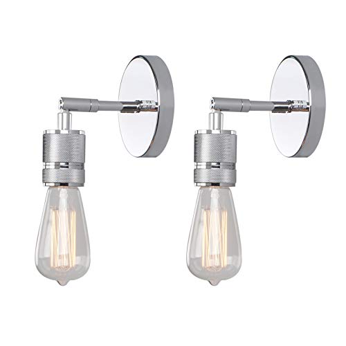 Image of Phansthy Industrial Wall Sconces Set of Two Chrome Polished Single Sconce Wall Lighting