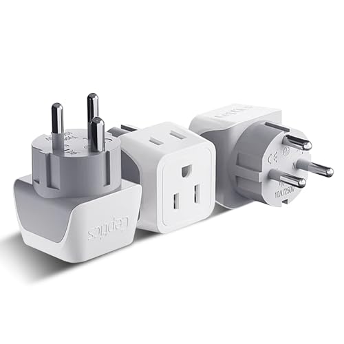 Image of Ceptics Denmark Travel Adapter Plug with Dual Usa Input - Power - Type K (3 Pack) - Ultra Compact - Safe Grounded Perfect for Cell Phones, Laptops, Camera Chargers and More (CT-20)