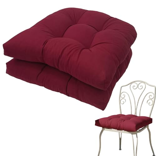 Coussin de chaise en osier en U bordeaux confortable pour assise dure lot 2 - 5