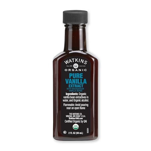 Watkins Organic Pure Vanilla Extract, with Madagascar Vanilla Beans, Non-GMO, Kosher, 2 oz. Bottle, 1-Pack