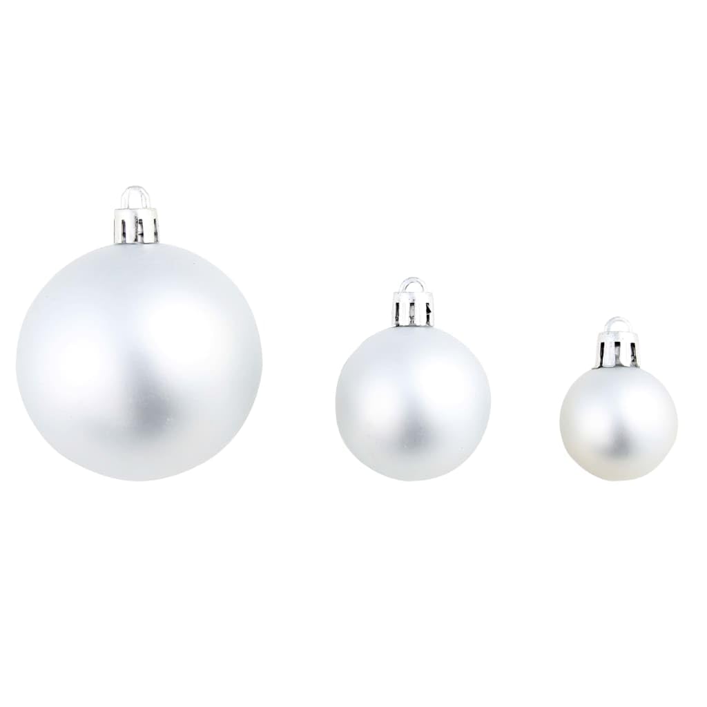 Lot de 100 boules de Noël en plastique argenté - Décorations assorties de 3/4/6 cm - Avec crochets - Idéal pour arbre de vacances, mariage, décoration d'intérieur