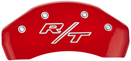 Image of MGP Caliper Covers - Brake Caliper Covers for 2011-2023 Dodge Challenger & 2011-2023 Dodge Charger (Requires Dual Piston Front Caliper) Front and Rear Set (Red, Charger & R /T Vintage)