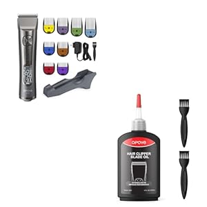 opove H5 Hair Clippers for Men – Professional Cordless Clippers with 250min Runtime, Smart LCD, Quiet Trimmer, Perfect for All Hair Types(Black) + opove Premium Hair Clipper Blade Lubricating Oil(4.05