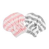 IMIKEYA 2 Stück Mikrofaser Haarturban Damen Doppellagig Stark Saugfähig Schnell trocknend...