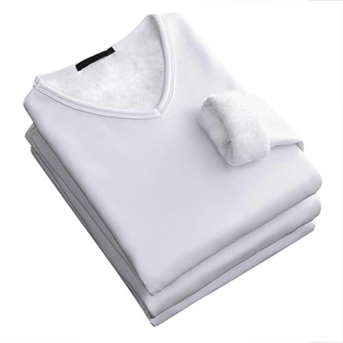 Men's Winter Thermal Sweatshirts Fleece Lined V Neck Base Layer T-Shirt Long Sleeve Solid Color Pullovers3