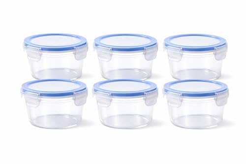 Image of Round Storage Container with Lock 250 ML | Airtight Leakproof Plastic Food Storage Box | BPA Free Kitchen Container for Spices, Snacks & Dry Fruits | Transparent Round Container (Set of 6)