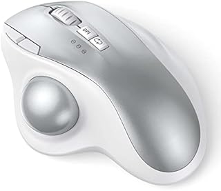 Wireless Trackball Mouse - 2.4G USB + Dual Bluetooth Rollerball Mouse, Easy Thumb Control, Rechargeable Ergonomic Trackball Mice for MacBook, Laptop, PC, iPad, Windows, Android, iOS (White Silver)